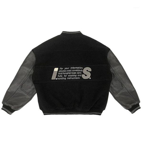 

i.sports archive bomber is varsity baseball jacket men women coat skin sleeve stitching jackets windbreaker men's, Black;brown