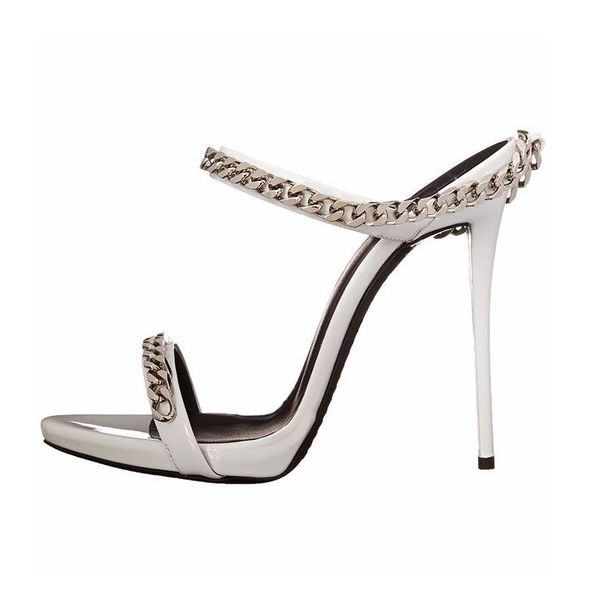 

slippers 2021 summer stiletto super high heel metal chain waterproof platform large size sexy, Black