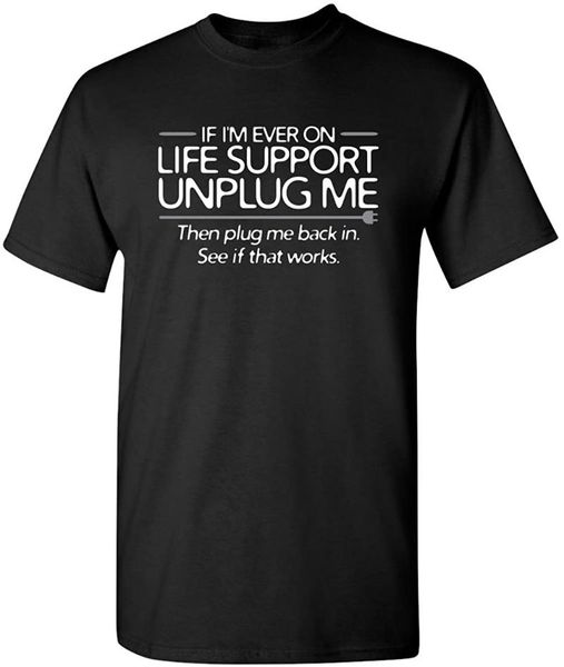 

men's t-shirts 2021 summer t-shirt life support unplug me letter print pattern loose o-neck high-quality short-sleeved, White;black