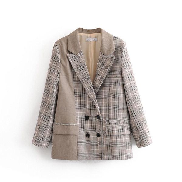 

autumn european and american loose retro plaid suit jacket temperament foreign casual women women's suits & blazers, White;black