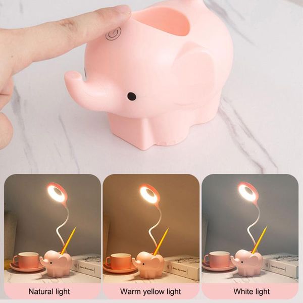 

book lights home bedroom flexible tube led elephant table lamp office cartoon kids room for children with cellphone holder multifunction