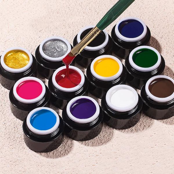 

nail gel 5g/jar 3d art painting varnish 12 colors drawing polish soak off uv led design diy manicure line #a, Red;pink