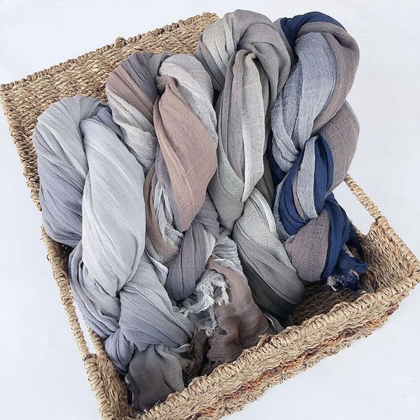 

scarves fashion retro old color matching men's scarf versatile business leisure thin pure cotton spring and autumn products, Blue;gray