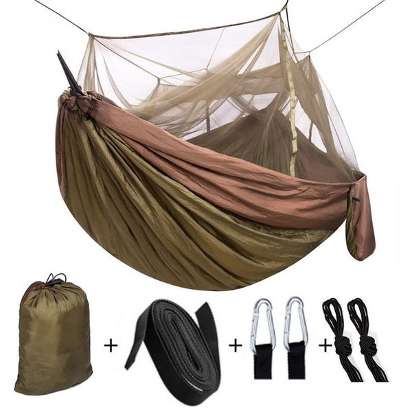 

camp furniture outdoors parachute cloth travel camping hammock with mosquito net ,portable lightweight backpacking easy hammocks swing