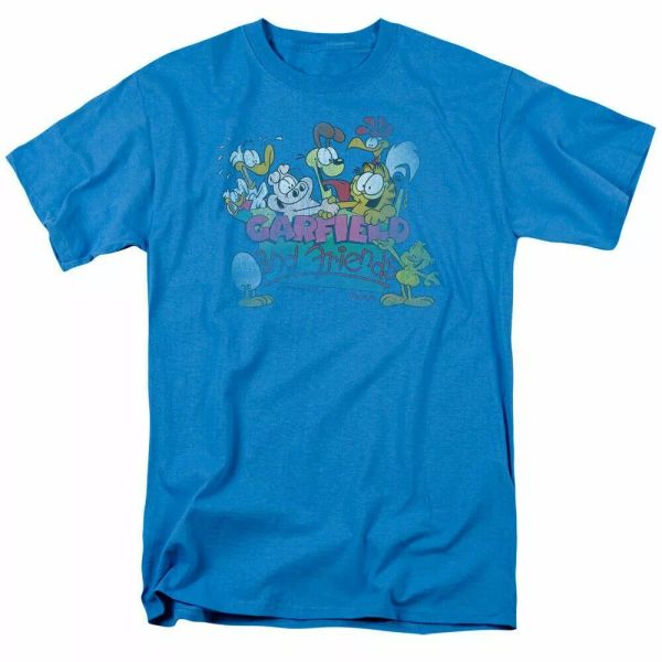 

garfield and friends t shirt mens licensed cat jim davis comics tee turquoise, White;black