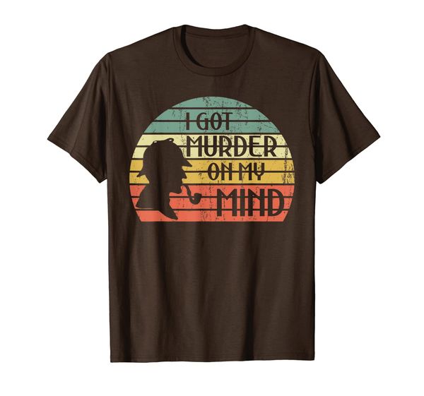 

cool detective i got murder on my mind true crime retro sun t-shirt, White;black