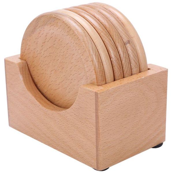 

mats & pads coffee cup wooden beech round insulation pad solid wood creative small knit tablecloth