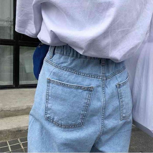 

zqlz jeans women solid vintage high waist wide leg denim trousers simple loose harajuku womens casual jean pants, Blue