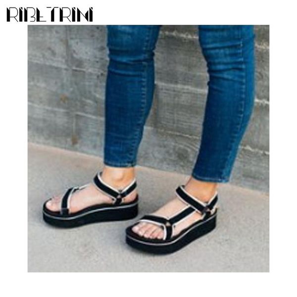 

brand wholesale lady mixed color sandals platform buckle strap wedges women casual beach shoes woman, Black