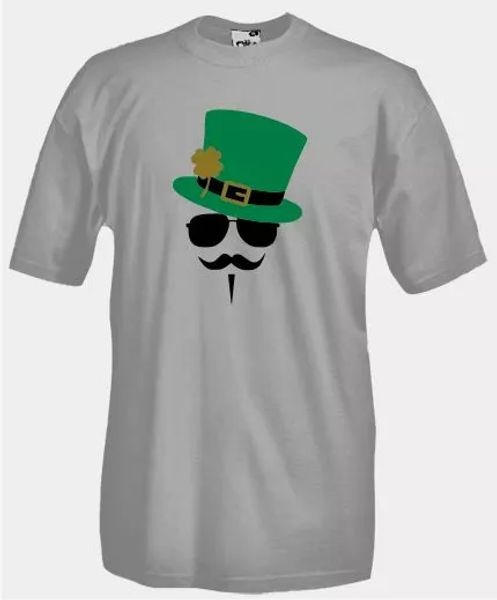 

N20 Mesh IRISH IRISH ST PATRICK DAY clover Moustache 100% Cotton Tee, White;black
