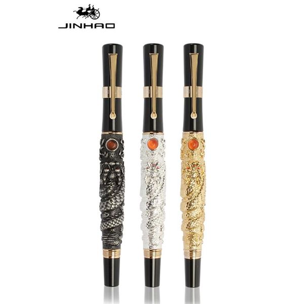 

jinhao flying dragon ancient fountain pen, metal embossing iridium fine nib, noble golden color business for office & school pens