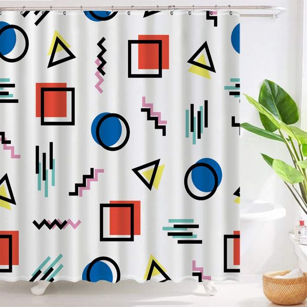 

geometric memphis style shower curtain for bathroom waterproof fabric bathroom shower curtains set with hooks 72"Ã72"