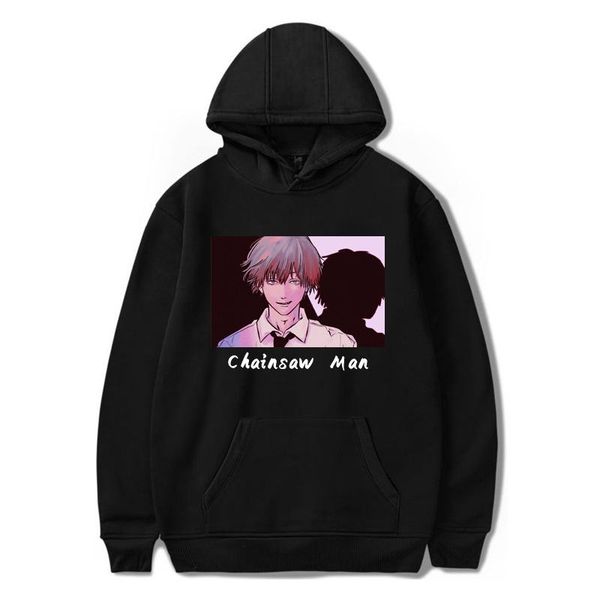 

men's hoodies & sweatshirts japanese anime chainsaw man men women kawaii manga cartoon long sleeves harajuku pullover, Black