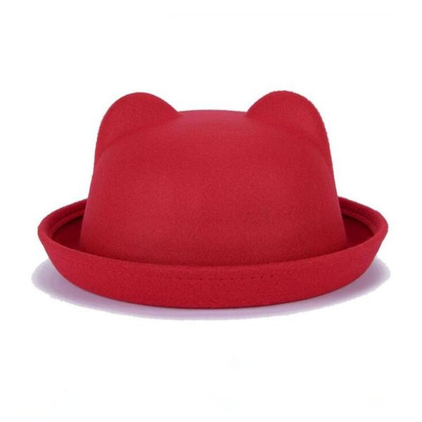 

stingy brim hats korean version of the autumn and winter cat ears hat cashmere bear flanging dome equestrian wool cap small wom, Blue;gray