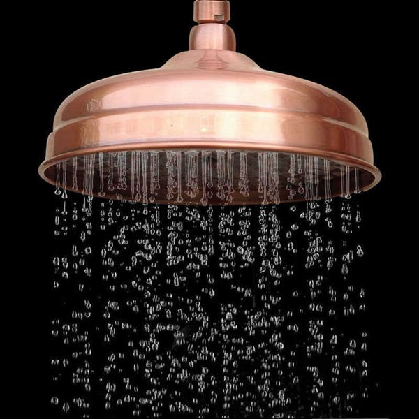 Soffione doccia in rame antico rosso da 8 pollici con getto a pioggia rotondo per bagno Ksh054 210724