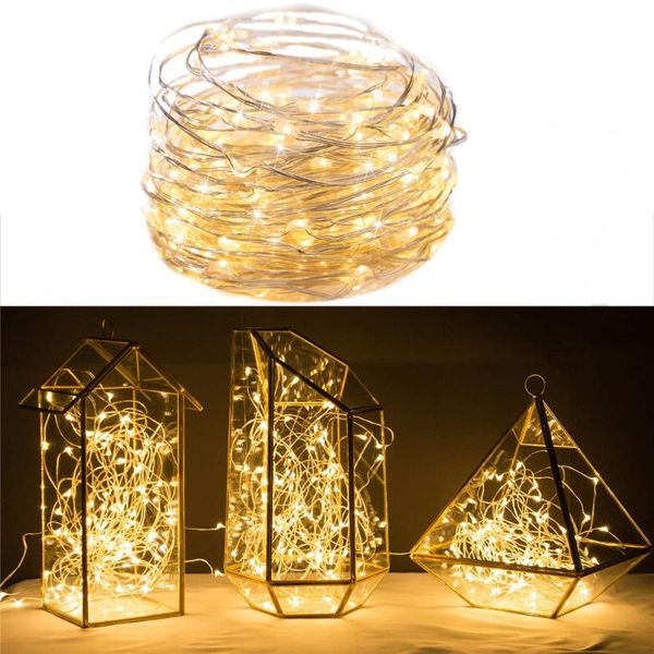 

string light 50 100 led silver wire decorative starry fairy with adapter for christmas bedroom party wedding 50pcs/lot strings