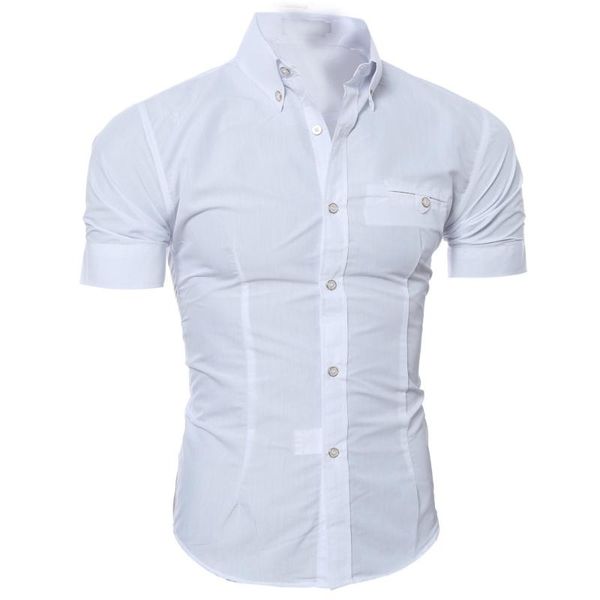 

men's casual shirts men slim fit shirt short sleeve stylish business formal buttons clothing solid plus size, White;black