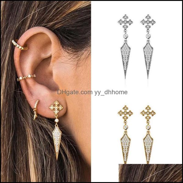 

stud earrings jewelry isueva trendy 18k gold filled leaf cubic zircon perceur oreille couple anniversary wedding gifts drop delivery 2021 ub, Golden;silver