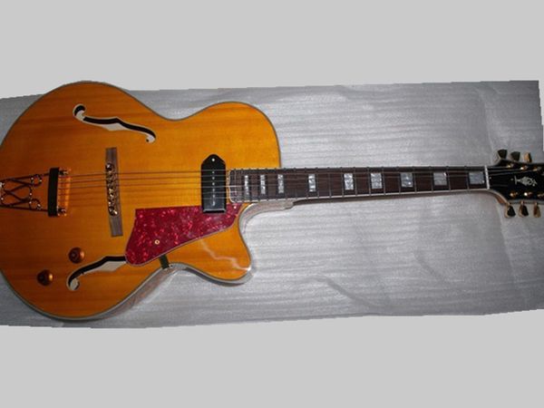 

jazz half hollow double f hole torch orange electric guitar single pickup