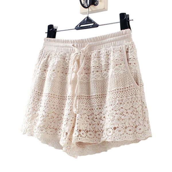 

women's leggings summer pocket lace shorts outer wear safety pants anti-exposure bottom thin safe, Black