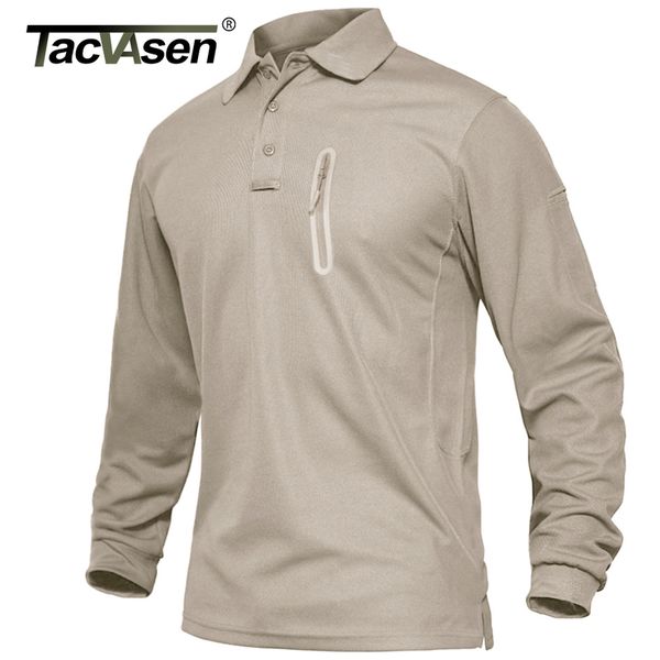 

tacvasen tactics - men's pocket and cht zipper long sve working polo, casual golf t-shirt, button, top, White;black