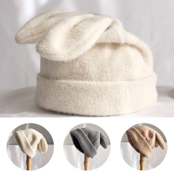 

beanie/skull caps cute winter warm hat draping ears fur women autumn knitted wool korean version japanese hats cap, Blue;gray