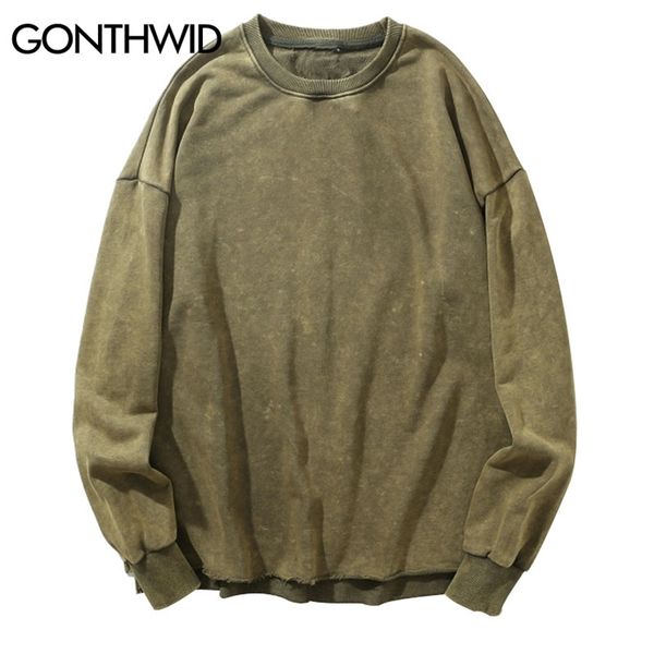 GONTHWID Distressed Pullover Felpe con cappuccio Felpe Uomo Hip Hop Casual Streetwear Felpa con cappuccio Pantaloni a vita bassa Felpa Top Verde Nero 211014