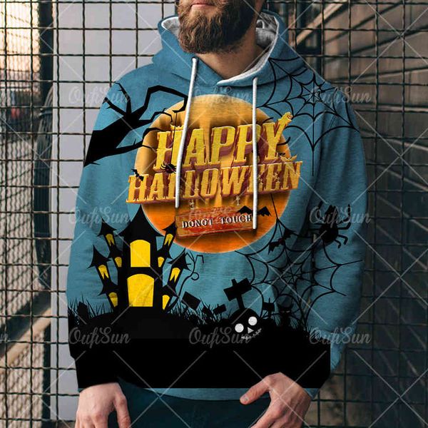 

men's hoodie 3d print sweater halloween horror sweater 3d sweater digital print hat vw1u, Black