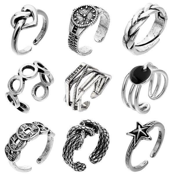 

cluster rings bohemia retro silver color animal snake butterfly ring for women finger open adjustable man jewelry, Golden;silver