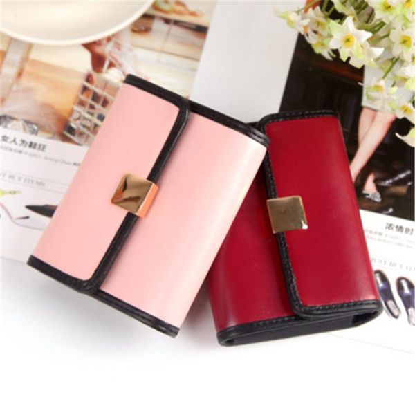 

wallets women's wallet card case ladies short korean fashion coin purse small organ bag holder carteira, Red;black