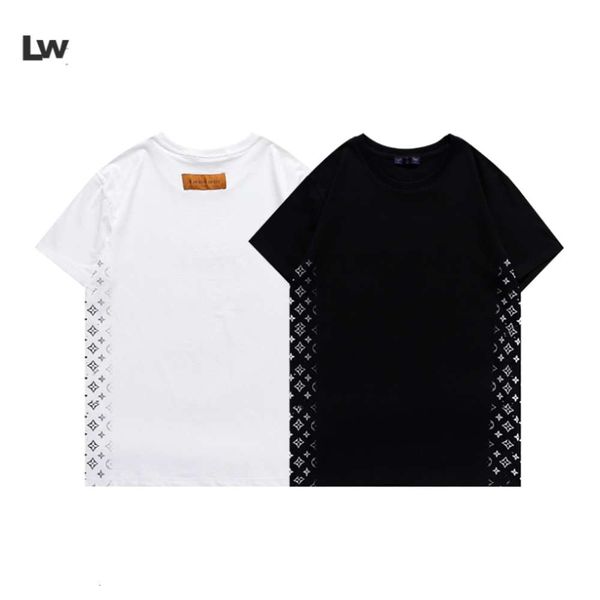 

brand side printed gradient short-sleeved t-shirt black and white lvv, White;black