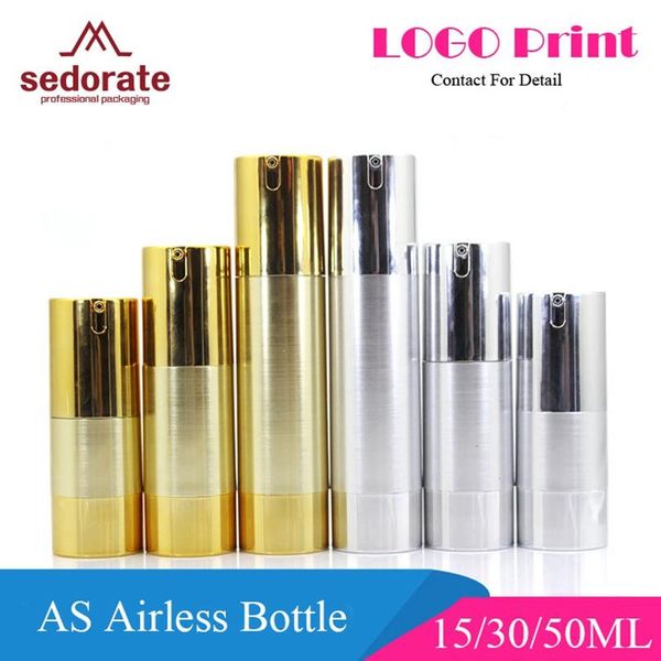 

storage bottles & jars sedorate 20 pcs/lot as airless for cosmetic cream pump silver golden makeup contais 15ml 30ml 50ml jx166