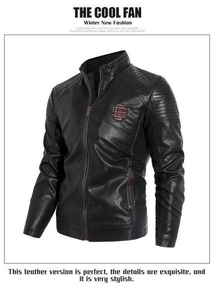 

men's jackets faux leather men classic motorcycle bike cowboy jacket coat male plus velvet thick coats, Black;brown
