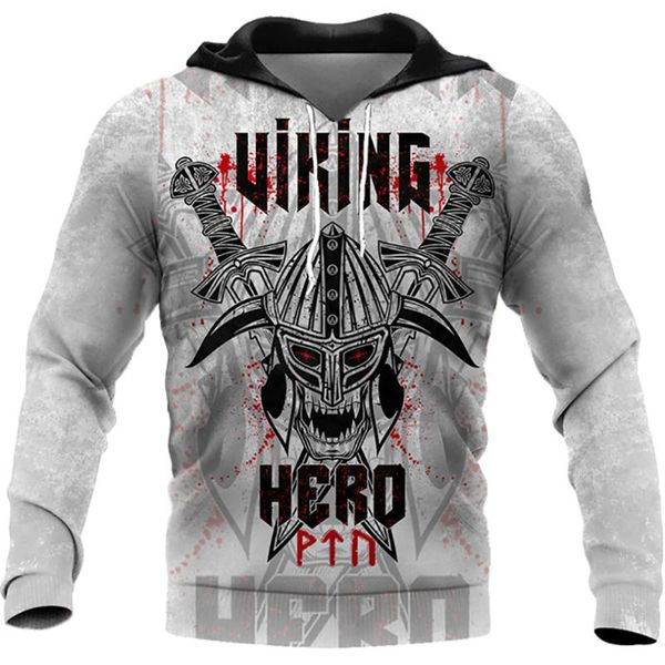 

men's hoodies & sweatshirts classic viking mythical tattoo 3d printing spring fashion hooded pullover casual sportswear loose outdoor, Black