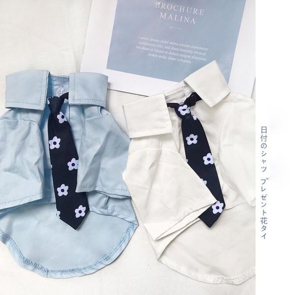 

japanese style jk uniform dog shirt with tie college for pet dogs cats cute solid t-shirt small cat clothes zh971 apparel