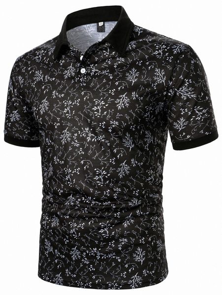 

men all over print polo shirt l0ap#, White;black
