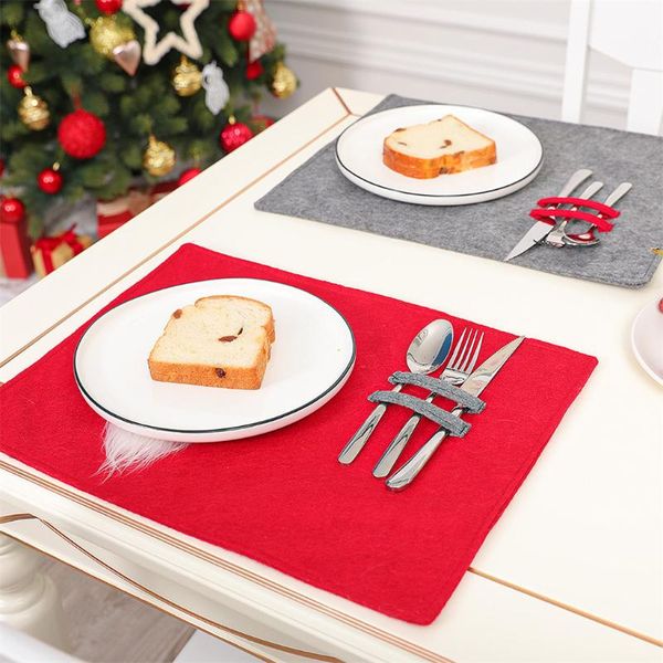 

table mat placemats waterproof dining mats cotton christmas ornament santa claus printed home kitchen accessories & pads