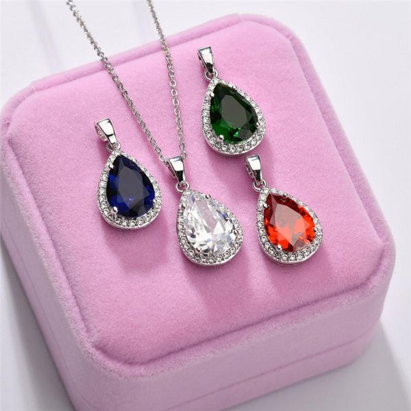 

pendant necklaces idestiny 11.11 sale water drop jewelry womens for party wedding bijoux accessories christmas jewellery gift, Silver