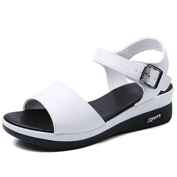 

dress shoes womens fashion wedges ladies casual outdoor comfort med heels sandals chaussures femme platform leather, Black