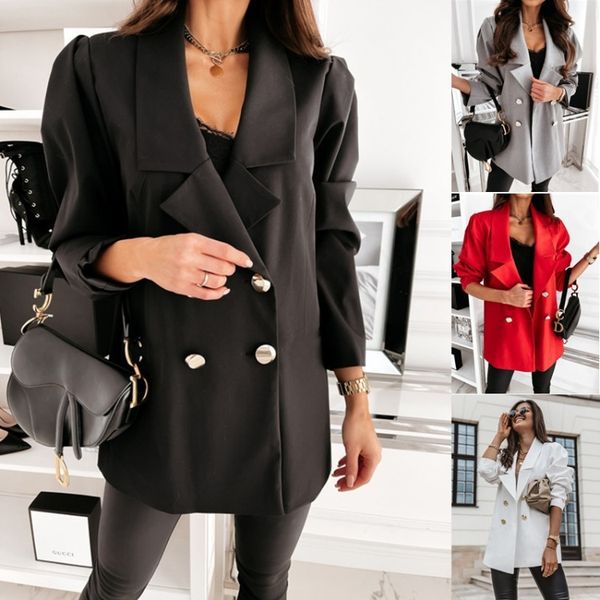 

exquisite high-end suit 2021 double breasted solid color coat, White;black