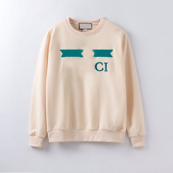 

fall fashion men's sweatshirts loose casual long-sleeved hoodless embroidered printed sweater different color clothes couple wear, Black