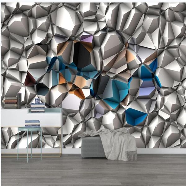 

custom 3d wallpapers solid personality geometric polygon background wall living style wallpaper
