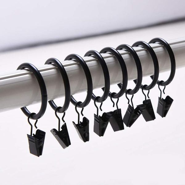 

other home decor 10pcs/set curtain rings with clips metal decorative rustproof drapery window hanging ring