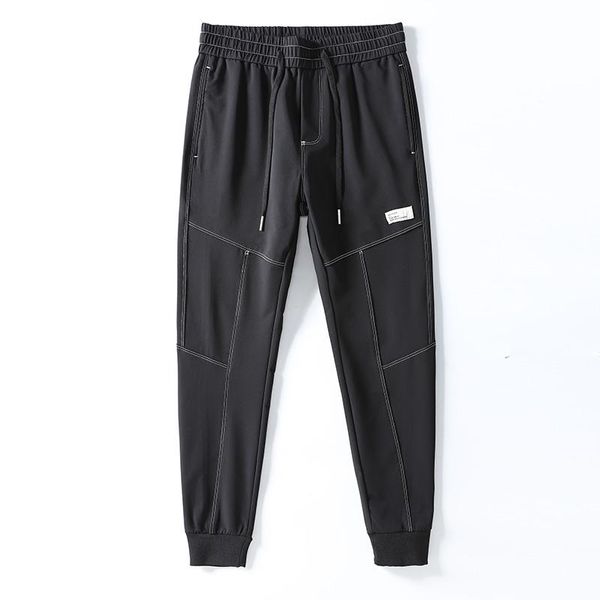 

men's pants viankani sport casual black joggers men fashion patchwork thin elastic waist trousers 28-38 pantalones negros de hombre
