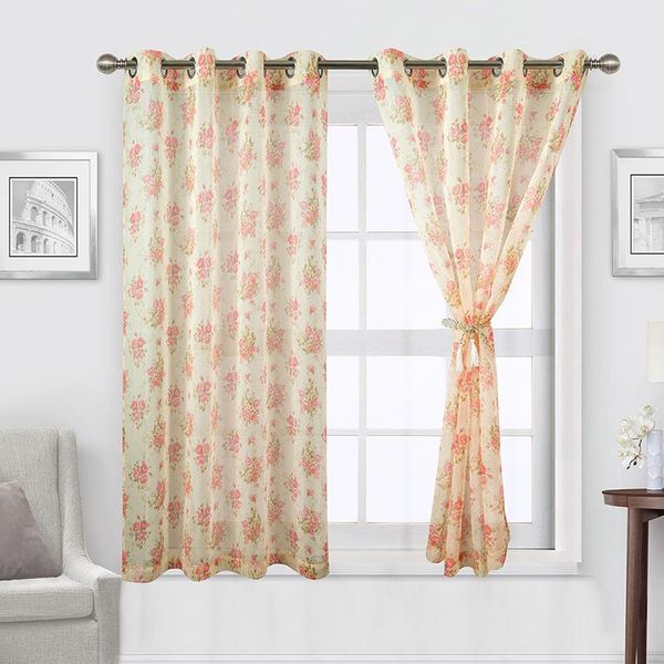 

floral printed curtains for living room textured vintage window curtain panels bedroom grommet treatment set & drapes