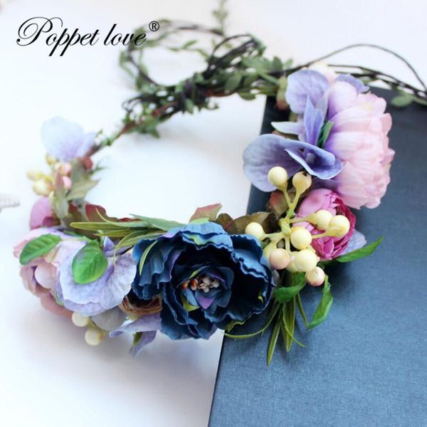 

hair clips & barrettes bride headdress vines manual flower berry wreath rose crown wedding veil headwear decoration, Golden;silver