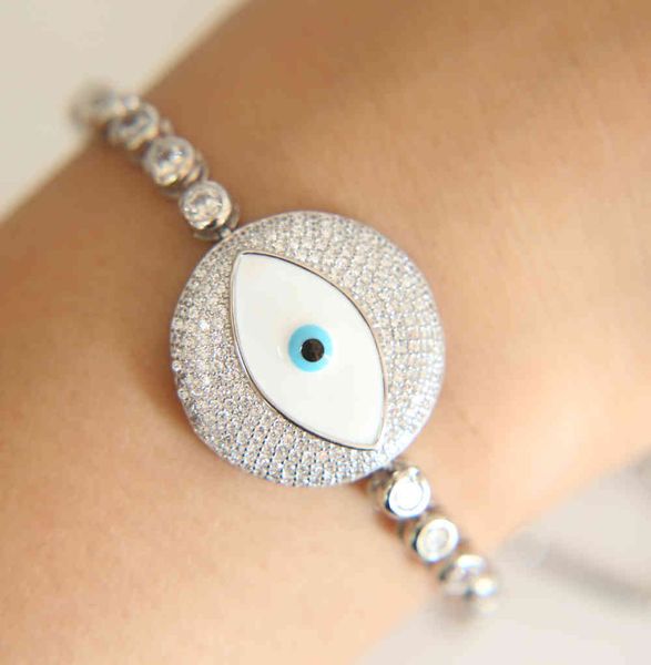 

lucky luxury big evil charm tennis cz bracelet turkish chic eye jewelry, Golden;silver