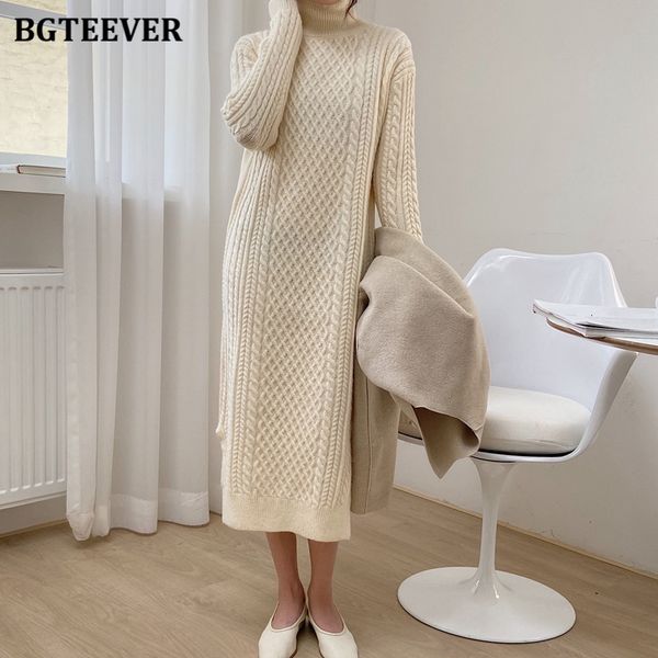 

dresses casual soft turtleneck sweater women winter loose thick long sleeve female twisted knitted dress vestidos 0zda, Black;gray