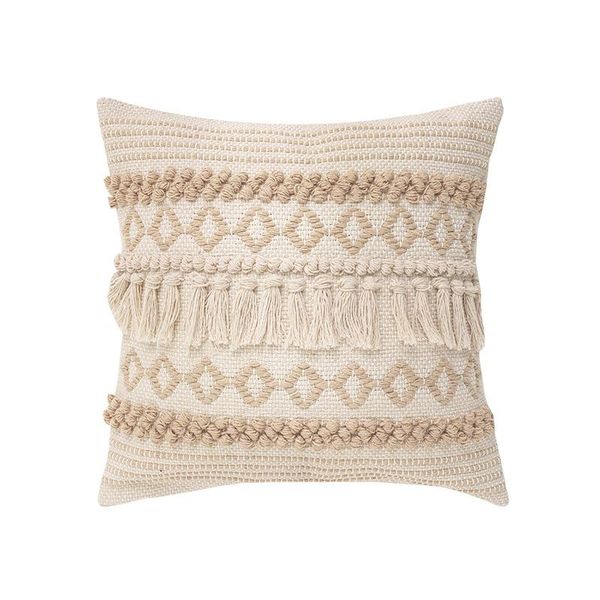 

cushion/decorative pillow dunxdeco soft linen color tassel cushion cover decorative case vintage simple nordic geometric jacquard sofa couss