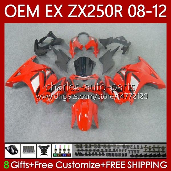 Corpo OEM per stampi ad iniezione rosso chiaro per KAWASAKI NINJA ZX250R ZX 250R ZX250 08-12 Carrozzeria 81No.24 EX250 EX250R 08 09 10 11 12 ZX-250R 2008 2009 2010 2011 2012 Carenatura